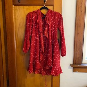 Red Polka Dot Wrap Dress